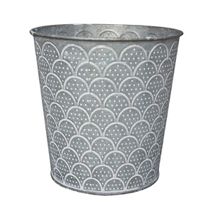 Maceta con diseño de flores de nieve en relieve, juego de macetas decorativas para granja, 3 macetas y macetas galvanizadas de hierro metálico - Product Image 3