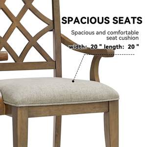 Metà del secolo retrò in rovere bianco sedie da pranzo Set 2 comode sedie da cucina imbottite per soggiorno ristorante braccio di legno - Product Image 4