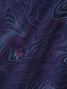 Unisex Navy Blue Topographical Print Short Sleeve Shirt V-Neck Moisture Wicking <b>Polyester</b> Regular Fit All Seasons - Product Image 3