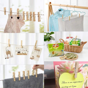 Custom Printed Large <b>Spring</b> Bamboo Clothes Pegs Wide Wooden Multifunctional Bathroom Single Tier-Pack of 50 - Product Image 3