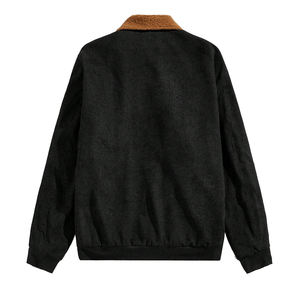 Men <b>Corduroy</b> <b>Jacket</b> Sherpa Lined Zip Up Turn Down Collar Fleece Warm Winter Coat - Product Image 2