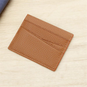 Porte-cartes de crédit fin en cuir véritable avec logo personnalisé, porte-cartes en cuir RFID pour homme - Product Image 3