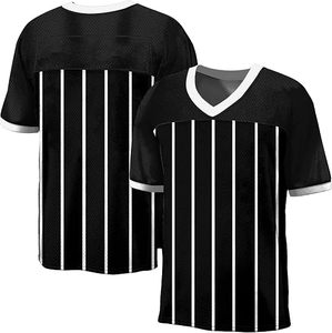 Camiseta de Fútbol Americano Personalizada con Rayas Negras, Cuello en V, Malla Sublimada Transpirable, Uniforme Masculino con Nombre y Número del Equipo 00 - Product Image 6