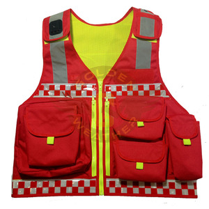 Hi Vis Reflective <b>Safety</b> Vest Guard Use Workplace Security Uniform Multi Pocket 100% Polyester Mesh Customized guard uniform - Product Image 1