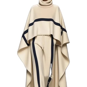 Conjunto de moda de tops de capa suelta para mujer, conjuntos a juego simples de 2 uds de retazos de otoño e invierno, trajes elegantes de cuello alto para mujer 2025 - Product Image 1