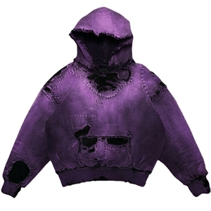 Sweat-shirt à capuche surdimensionné personnalisé pour homme, tie-dye vert, tricoté, avec poche, manches classiques, style automne - Product Image 4