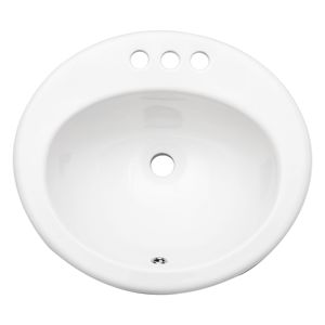 อ่างล้างจานเซรามิกสีขาว20 "X18" ทรงรีใต้ภูเขามีก๊อกน้ำ3รู - Product Image 1