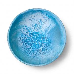 Tazón de Resina Azul Pulido Hecho a Mano con Efecto de Grietas Blancas, Diseño Europeo, Plato Redondo Desechable para Servir, Vajilla para el Hogar - Product Image 4