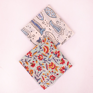 Foulard carré en coton imprimé à la main, style bandana, artisanat de Jaipur, pour l'été, respectueux de l'environnement - Product Image 2