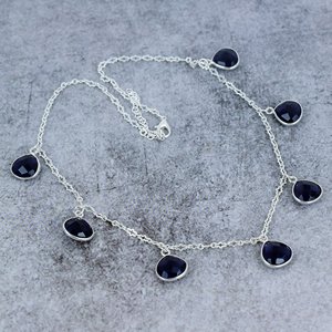 18K Gold Plated Bezel Set Link Chain <b>Statement</b> <b>Necklace</b> Trendy Women Quartz Gemstone Wedding Engagement Thanksgiving Gift Idea - Product Image 2