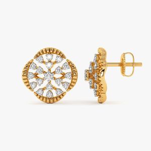 Pendientes redondos con diamantes florales - Product Image 2