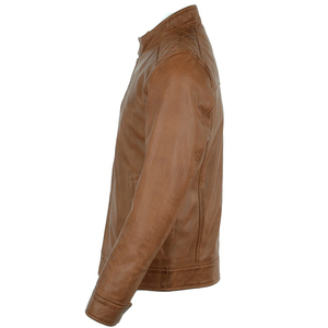 Autumn Winter <b>Men's</b> Fashion Slim Motorbike PU Leather Jackets Wholesale Front Logo Canvas Bomber jacket for <b>men</b> - Product Image 6