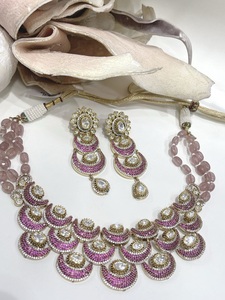Impresionante Conjunto de Collar y Pendientes de Moissanita Chapados en Oro para Mujer, Regalo Tradicional para Boda, Aniversario o Compromiso - Product Image 3
