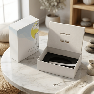 Boîte d'emballage rigide pour électronique en papier kraft recyclé personnalisable |   Boîte robuste pour téléphones, chargeurs et accessoires avec gaufrage - Product Image 1