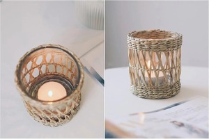 Natural Rattan <b>Tealight</b> <b>Holder</b> Handmade Woven Candle Decor Ideal for Living Room Table and Bedroom Styling From India - Product Image 3