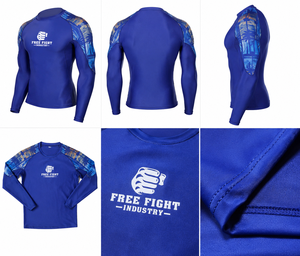 Men's Long Sleeve Rash Guard Blue Sublimation Print Anti-Uv Sporty Swim <b>Top</b> - Product Image 5