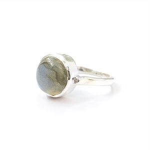 Smooth Thin Band 925 Silver <b>Labradorite</b> Gemstone <b>Ring</b> (3.1 Grams) Trendy Gift Jewelry For Everyone - Product Image 2