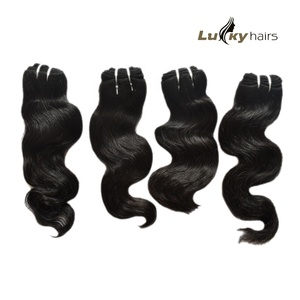 Paquetes de cabello humano indio 100% natural virgen sin procesar, de un solo trama o doble trama, color negro natural, precio mayorista, para la venta. - Product Image 1