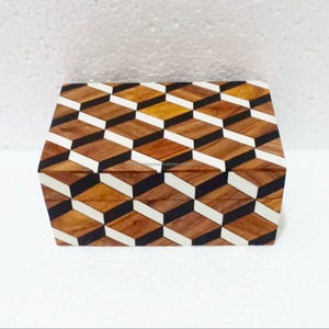 Cajas de joyería con rayas de resina en blanco y negro con incrustaciones de hueso Cajas de joyería decorativas de resina MDF incrustaciones duraderas y elegantes - Product Image 3