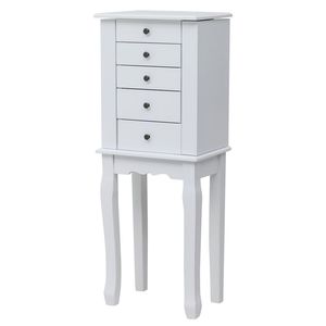 Armadio Portagioie con 5 Cassetti e 8 Ganci, Mobile Verticale con Spazio di Archiviazione Superiore su 2 Lati - Product Image 4
