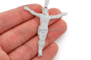 Custom Iced 10K <b>Solid</b> Gold Peace Minimalist Jesus Crucifix Brilliant Cut Lab Grown Diamond Pendant Charm <b>Necklace</b> Christian - Product Image 2