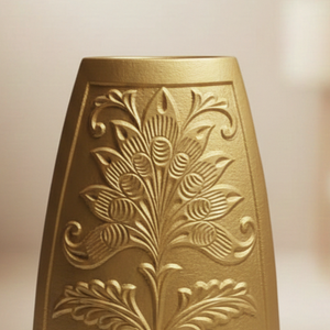 Florero de Metal Dorado con Relieve de Lujo, Elegante Diseño Floral, Hecho a Mano, Decoración Moderna para el Hogar, Centro de Mesa, Unidad Individual - Product Image 5