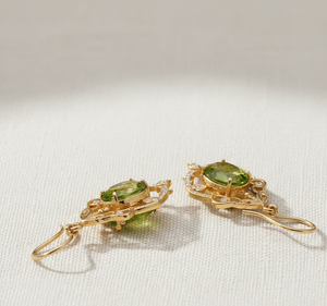 High Quality 5 Inch <b>Green</b> Hydro Oval 10×12mm Drop Earrings | 925 Sterling Silver with 18K Gold Plating Handmade Gift for Her - Product Image 5