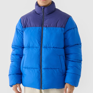 Men's Blue Hooded Collar Zipper Closure Waterproof Windproof <b>Reversible</b> Casual Winter Puffer <b>Jacket</b> Polyester 2026 High Street - Product Image 5