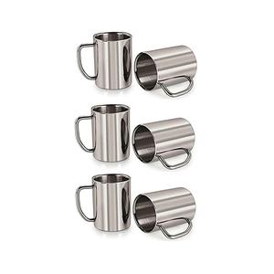 Mugs à café en acier inoxydable à paroi simple, élégants, finition polie miroir et métal mat. - Product Image 3