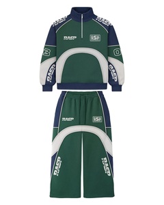 Custom Motocross Quarter <b>Zip</b> Tracksuit | Men Racing Style Patchwork Sweatsuit | OEM Heavyweight Wide Leg Jogger Set Manufacturer - Product Image 3