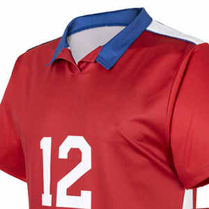 Custom Red <b>Soccer</b> Jersey Set With Number Sublimated Print Quick Dry Polyester Unisex Adult Uniforms Short Sleeve Elastic Waist - Product Image 3