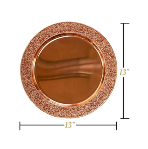 Copper Dinner Charger <b>Plate</b> Round Hammered Conner Wedding Charger <b>Plates</b> for Events 13 Inch Party Dinnerware Dish - Product Image 1