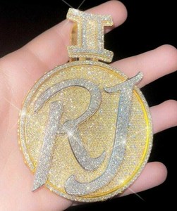 Custom Moissanite Silver Hip Hop Pendant Logo Necklace VVS Diamond Mossanite Letter Moissanite <b>Name</b> Pendant With Iced Out <b>Chain</b> - Product Image 1