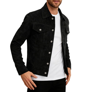 Suede Leather <b>Winter</b> Men's Jacket Fabric Breathable Windproof Customizable Front Logo Casual High Quality - Product Image 3