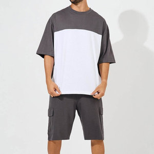 ชุดกีฬาบุคลิกภาพสำหรับผู้ชาย ชุดฤดูร้อน 2 ชิ้น เสื้อยืดแขนสั้นและกางเกงขาสั้น ชุดลำลองฤดูร้อนทันสมัย น้ำหนักเบา - Product Image 4