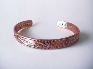 Bracelet magnétique en cuivre à motifs floraux, bracelet pour l'arthrite, bracelet thérapeutique pour le syndrome du canal carpien, bracelet pour femmes, bracelet à 6 aimants, cadeaux pour elle - Product Image 2