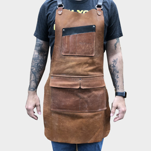 HARAZ INTERNATIONAL Unisex Cowhide Leather <b>Work</b> Apron Brown Leather Straps <b>Waterproof</b> Needle Detection Seamless Fusing Workshop - Product Image 6