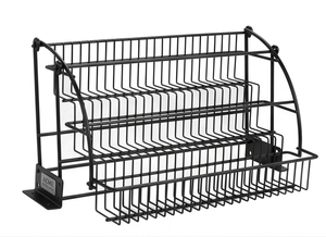 Cabinet Spice Rack 3 Tier Iron Storage Basket <b>Shelves</b> Holder and Rack Sturdy Black Color Ladder Design Multipurpose Kitchenware - Product Image 2