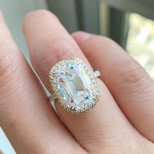Anillo Iced Jewelz de 5.10 quilates con corte cojín, chapado en oro amarillo de 14K, para ella, con certificado IGI, ¡Gran Venta! - Product Image 4