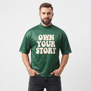 T-shirt à manches courtes avec impression en relief pour homme, 100% polyester coton, col haut, impression en relief, t-shirts légers pour homme, été - Product Image 1