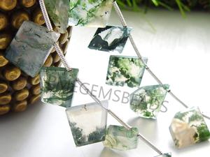 Agate mousse verte Briolette perles de pierre à facettes bijoux de forme fantaisie avec cabane Pantagon trapézoïdale Marquise couronne coupe larme - Product Image 5