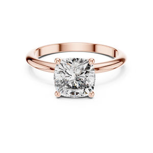Bague de fiançailles en or rose 14 carats avec diamant de laboratoire taille coussin carré pour femme |   Nouveau diamant cultivé - Product Image 1