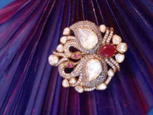 Vintage Gold Animal Peacock <b>Brooch</b> 925 <b>Silver</b> Luxury Pear Cut Crystal Rhinestones Red Center Stone Unisex Party Jewelry - Product Image 6