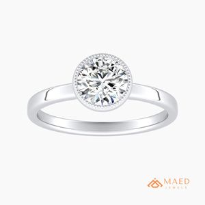 แหวนหมั้นมอยซาไนต์ทรงเม็ดประดับขอบเงินแบบฝังเพชรจาก Maed Jewels สำหรับผู้หญิง เครื่องประดับเจ้าสาวสไตล์มินิมอลสุดหรู สำหรับงานฉลองครบรอบ - Product Image 1