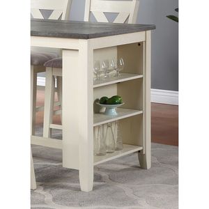 Set da Colazione Moderno Contemporaneo 5 Pezzi con Tavolo Alto da Bar, Scaffali Contenitori e Sgabelli Alti in Legno per Cucina - Product Image 3