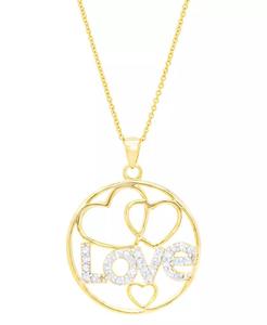 Diamante "amore" cerchio cuore 18 "collana pendente (1/8 ct. T. w.) in argento Sterling placcato oro 14k | Macacy's - Product Image 1