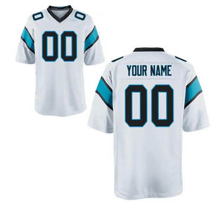 Maillot de football blanc personnalisé avec accents bleus, impression par sublimation, pour hommes adultes, en polyester respirant, service OEM - Product Image 1