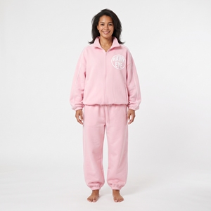 Ventes en gros de vêtements pour femmes sur mesure, veste à fermeture éclair intégrale et pantalon de survêtement en deux pièces - Product Image 1