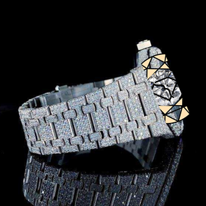 Designer Lab Grown Diamond <b>Solid</b> <b>Gold</b> Plated Stainless Steel Analog Luxury Bracelet <b>Watch</b> Quartz Movement 3BAR Water Resistance - Product Image 4