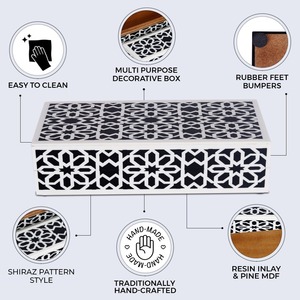 Boîte à bijoux décorative en os incrusté, cadeau et organisateur haut de gamme faits à la main - Product Image 3